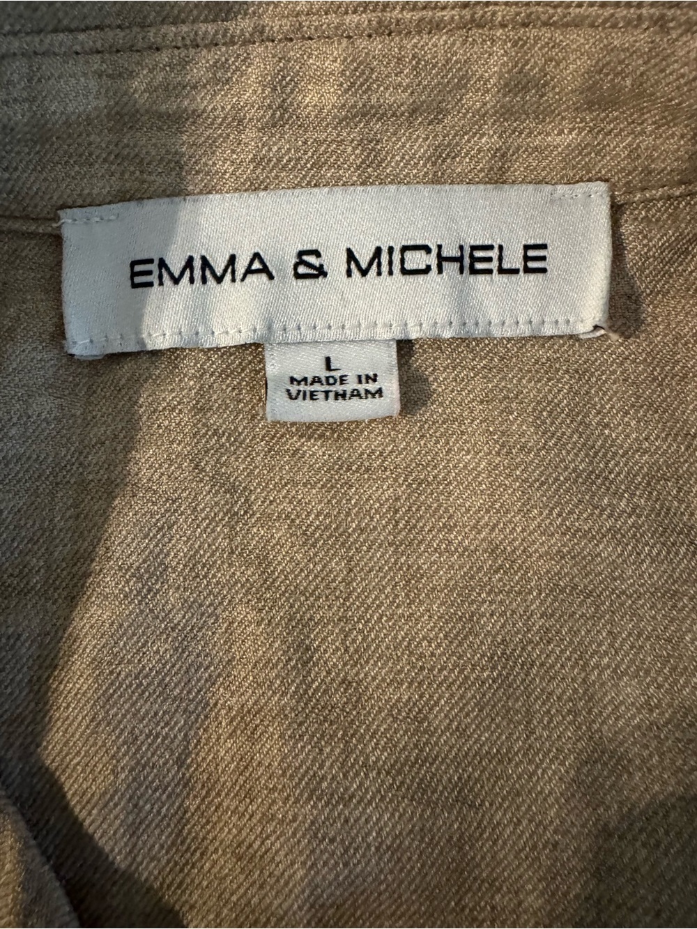 Emma & Michele Tan Utility Shirt Dress Tie Waist Tiered Midi Large - Picture 2 of 8